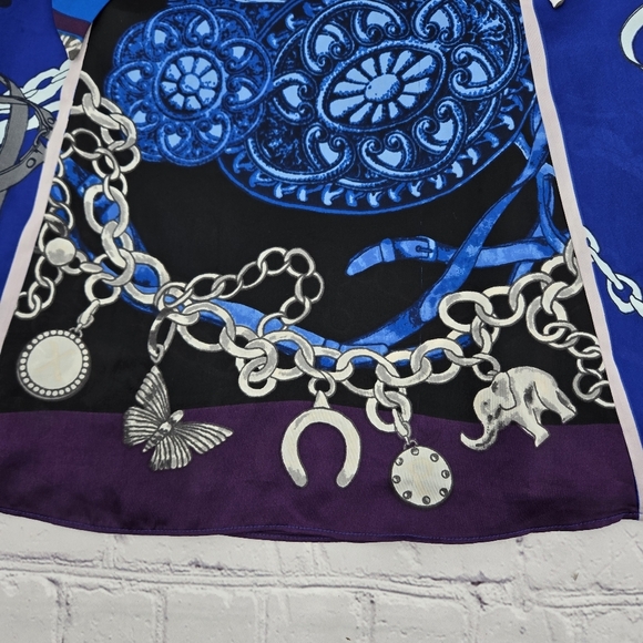 Express Blue and Black Charm Chain Print Spaghetti String Top SIZE:M - Picture 7 of 10